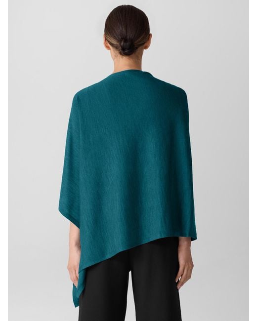 Eileen Fisher Blue Superfine Merino Poncho In Regenerative Wool