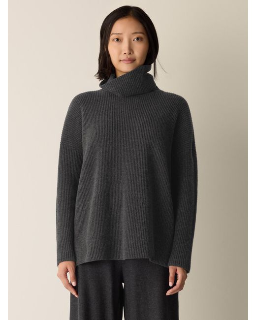 Eileen Fisher Gray Recycled Wool Cashmere Turtleneck Top