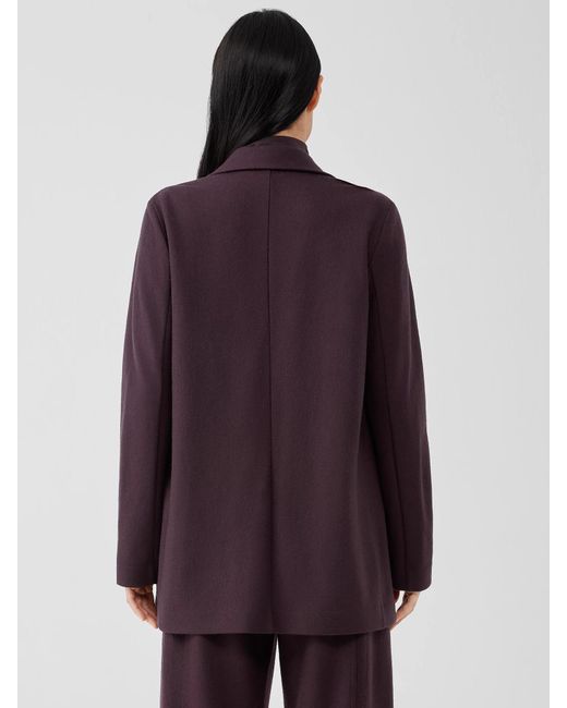 Eileen Fisher Purple Boiled Wool Jersey Long Blazer