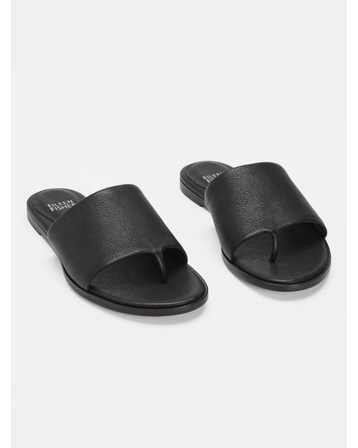 Eileen Fisher Black Edge Washed Leather Slide