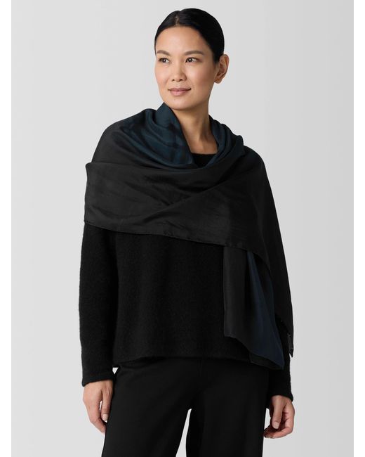Eileen Fisher Black Hand-dyed Abstract Silk Scarf