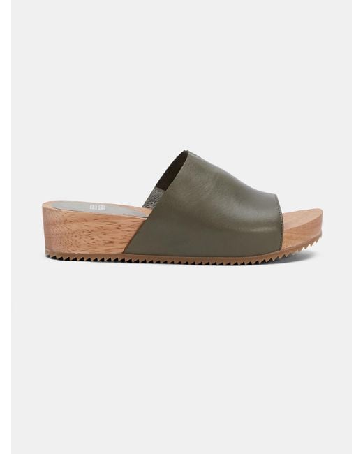 Eileen Fisher Green Minnie Sandal With Wood Platform