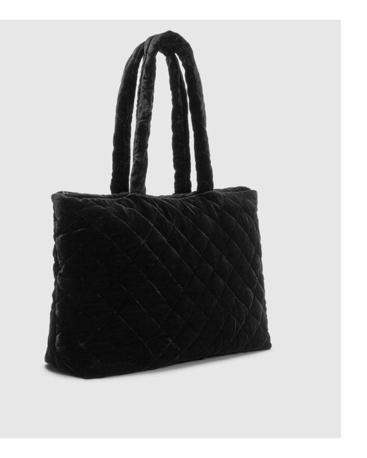 Women S Black Quilted Velvet Diamond Double Handle Bag