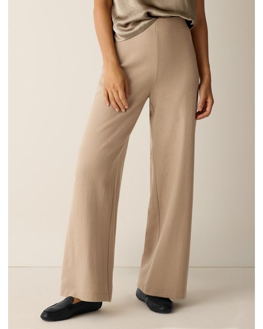 Eileen Fisher Natural Felted Wool Jersey Wide-leg Pant In Regenerative Wool