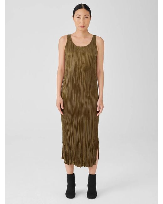 Eileen Fisher Natural Crushed Cupro Scoop Neck Dress