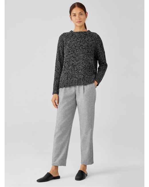 Eileen Fisher Gray Soft Wool Flannel Pleated Tapered Pant