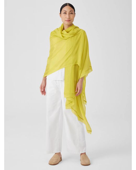 Eileen Fisher Yellow Washed Silk Parachute Scarf