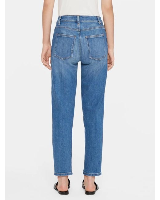 Eileen Fisher Blue Organic Cotton Denim Tapered Ankle Jean