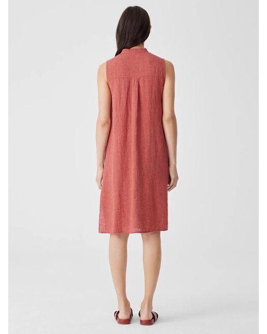Eileen Fisher Puckered Organic Linen Sleeveless Dress