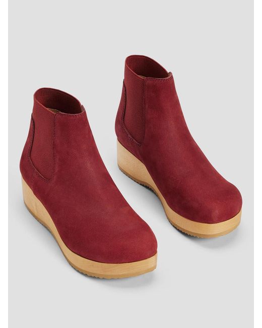 Eileen Fisher Red Words Oiled Nubuck Clog Bootie