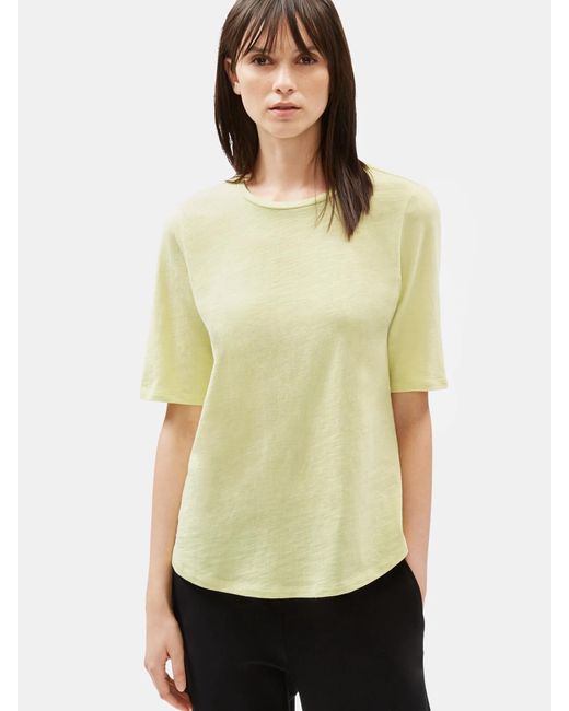 Eileen Fisher Natural Organic Cotton Slub Elbow-sleeve Tee