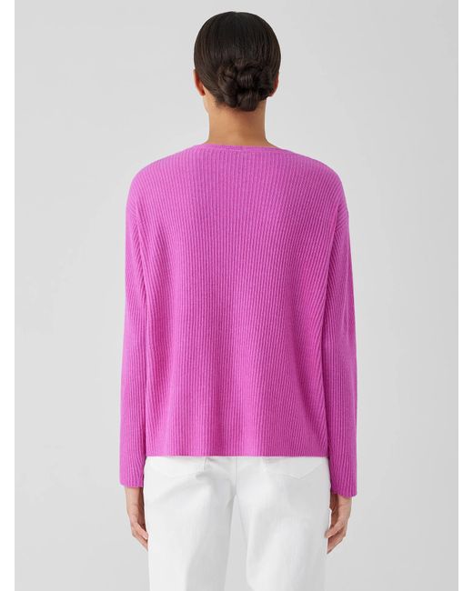 Eileen Fisher Pink Italian Cashmere V-neck Top