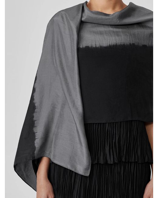 Eileen Fisher Black Hand-dyed Abstract Silk Scarf
