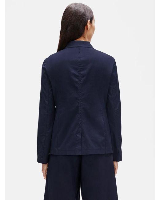 Eileen Fisher Blue Organic Cotton Poplin Shaped Blazer