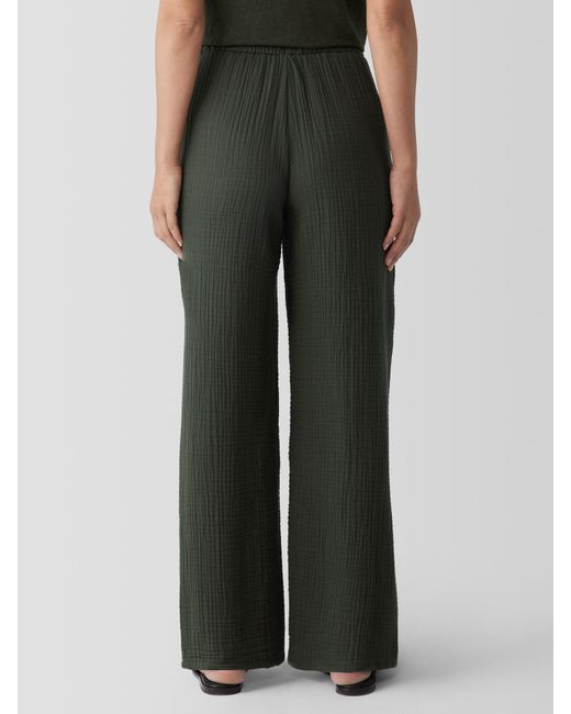Eileen Fisher Green Organic Cotton Lofty Gauze Straight Pant