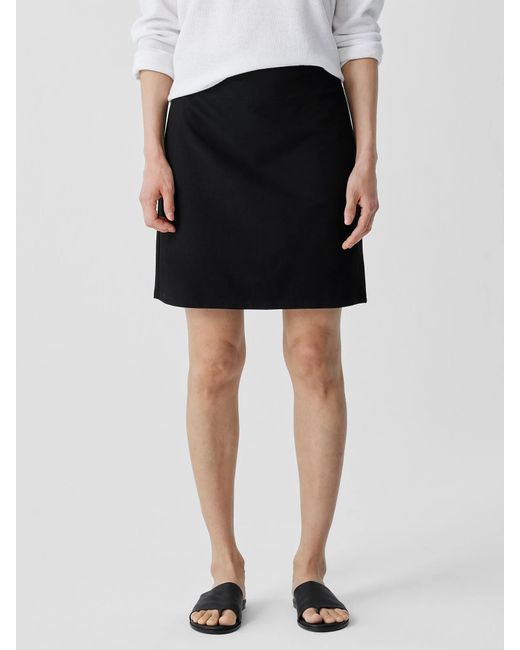 Eileen Fisher White Washable Stretch Crepe Mini Skirt
