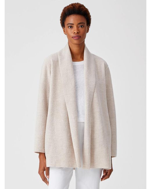 Eileen Fisher White Lightweight Boiled Wool Jacket In Responsible Wool
