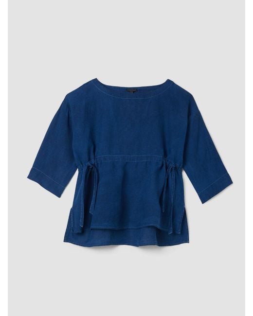 Eileen Fisher Women's Blue Renew Organic Handkerchief Linen Box-top, L