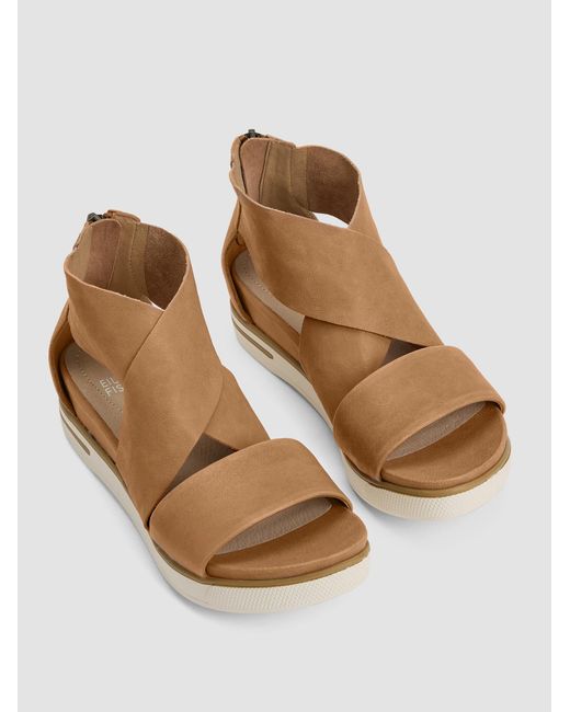 Eileen Fisher Natural Sport Tumbled Leather Sneaker Sandal