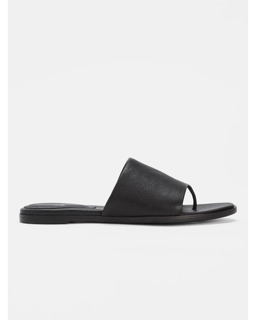 Eileen Fisher Black Edge Washed Leather Slide