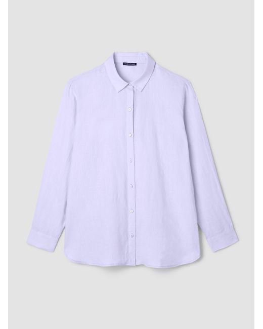 Eileen Fisher Women's Purple Organic Handkerchief Linen Classic Collar Shirt Eileen Fisher Women's Purple Organic Handkerchief Linen Classic Collar Shirt
