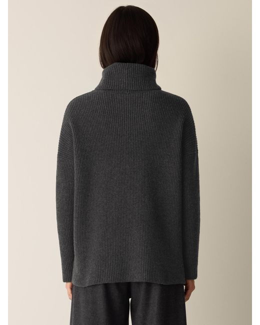 Eileen Fisher Gray Recycled Wool Cashmere Turtleneck Top