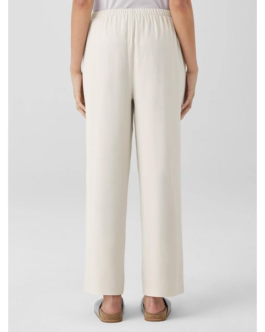Eileen Fisher White Silk Georgette Crepe Straight Pant