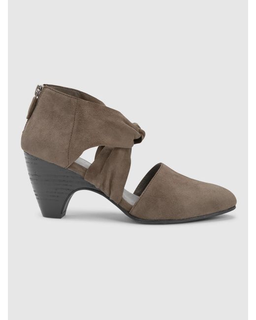 Eileen Fisher Brown Mary Twist-front Suede Pump