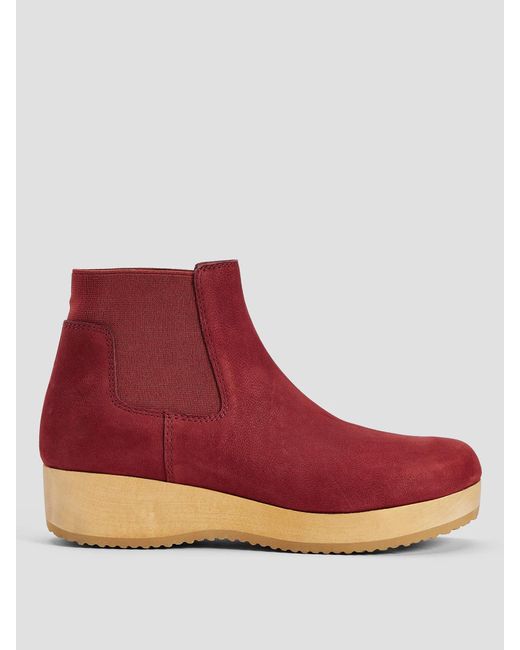 Eileen Fisher Red Words Oiled Nubuck Clog Bootie