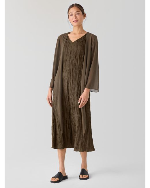 Eileen Fisher Multicolor Sheer Silk Georgette Tie Jacket