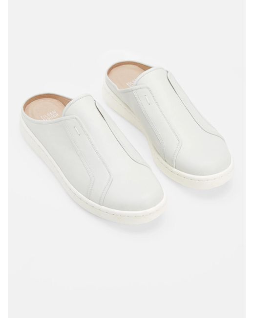 Eileen Fisher White News Washed Leather Sneaker