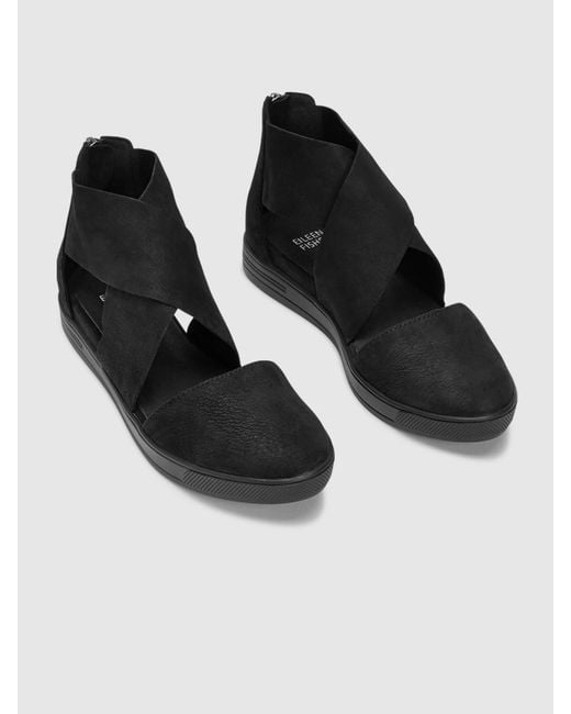 Eileen Fisher Black Carver Tumbled Nubuck Sneaker Sandal