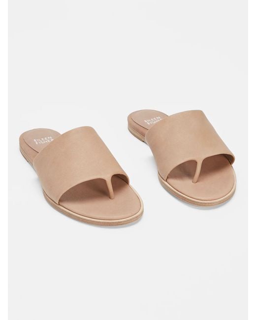 Eileen Fisher White Edge Leather Slide Sandal