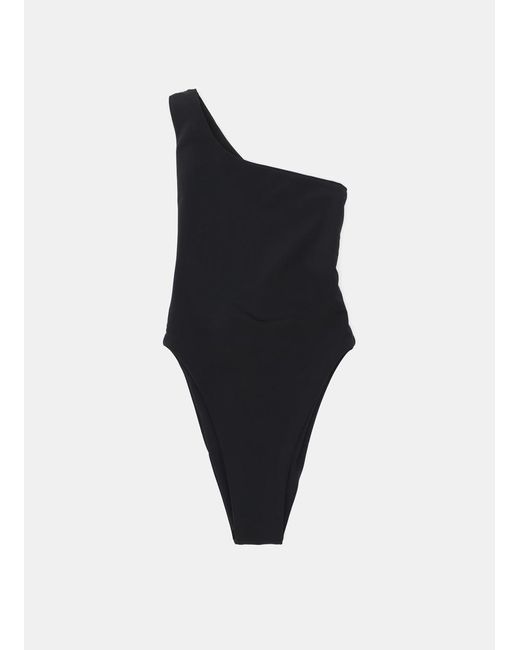 Louisa Ballou Synthetic Plunge Swimsuit in Black | Lyst