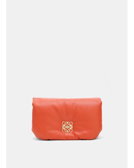 Loewe Goya Puffer Mini Bag In Shiny Nappa Lambskin in Red