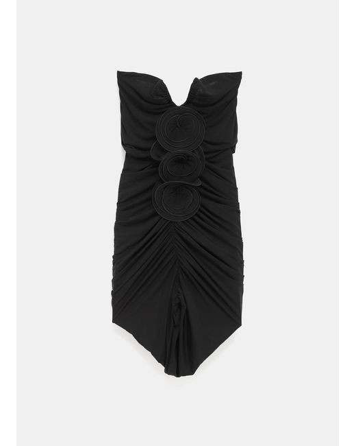 Magda Butrym Flower Appliqué Bustier Dress in Black | Lyst