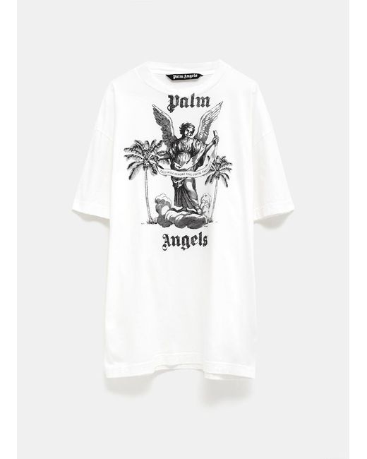 Palm Angels Branded-print Short-sleeved Cotton-jersey T-shirt X in White  for Men | Lyst