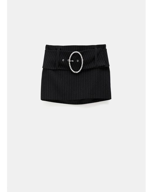 Alessandra Rich Black Light Wool Lurex Mini Skirt