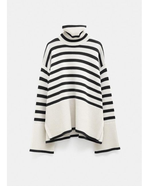 TotÃªme Wool Signature Stripe Turtleneck Sweater in Beige (Natural) | Lyst
