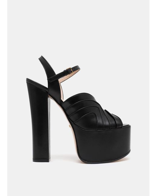 Gucci Leather Platform Sandal in Black | Lyst UK