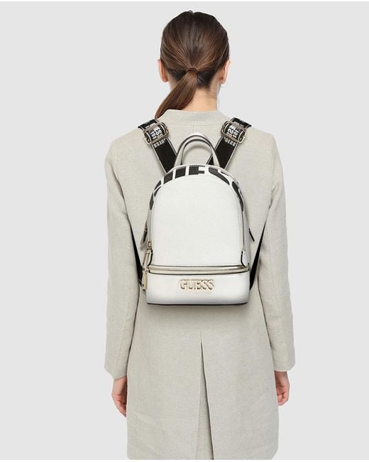 Guess White Backpack With Printed Straps Lyst