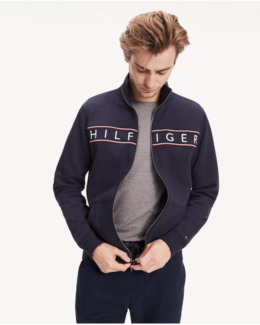 Tommy Hilfiger Cotton Mens Blue Sports Jacket With Zip for Men Lyst