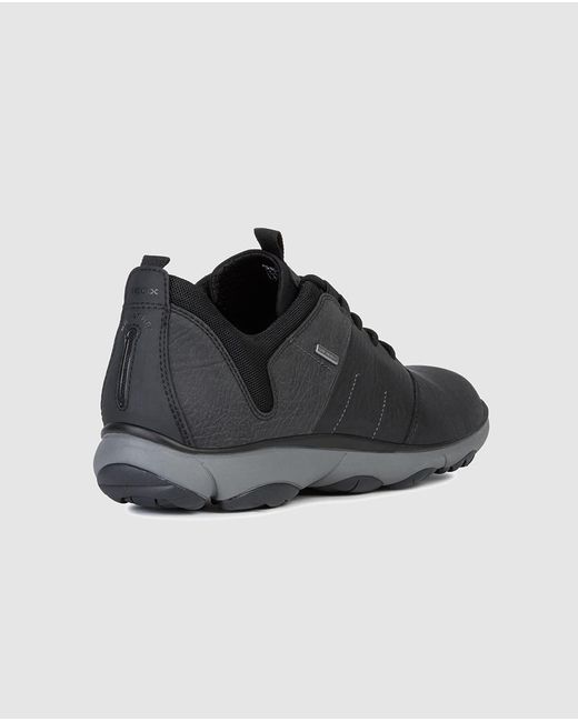 black leather lace up trainers