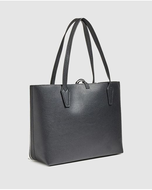 Guess Reversible Black And Printed Tote Bag With A White Logo - Lyst