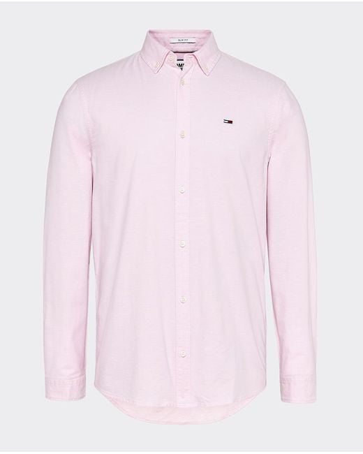 Tommy Hilfiger Denim Mens Slim-fit Plain Pink Oxford Shirt for Men - Lyst