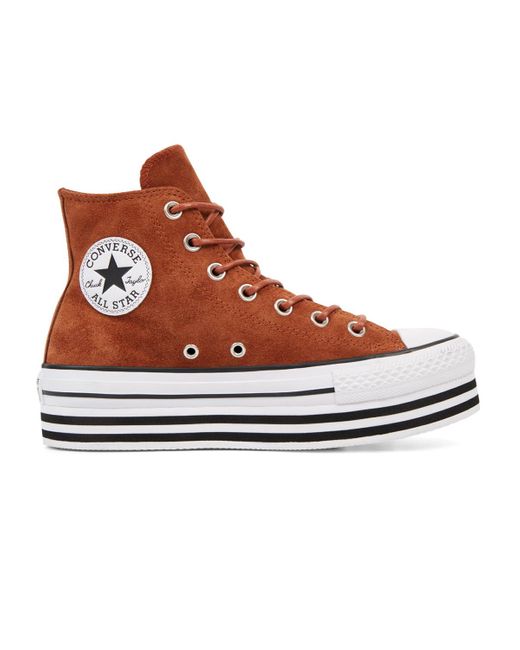 Converse Chuck Taylor All Star Layer Bottom Platform Casual Leather High-top Lace-up Trainers in 