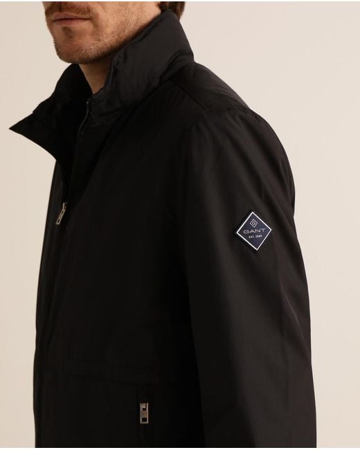 GANT Synthetic Mens Plain Black Zip-up Jacket for Men - Lyst
