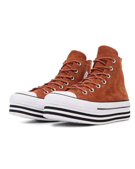 converse high top platform tan