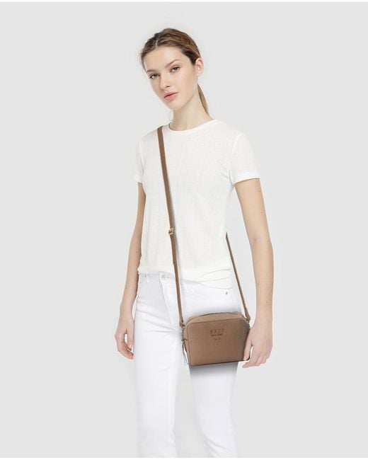 DKNY Mini Brown Leather Crossbody Bag With Zip Lyst