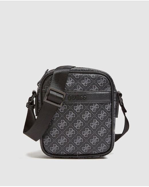 Guess Small Dark Grey Crossbody Bag With Brand Print in Gray for Men - Lyst